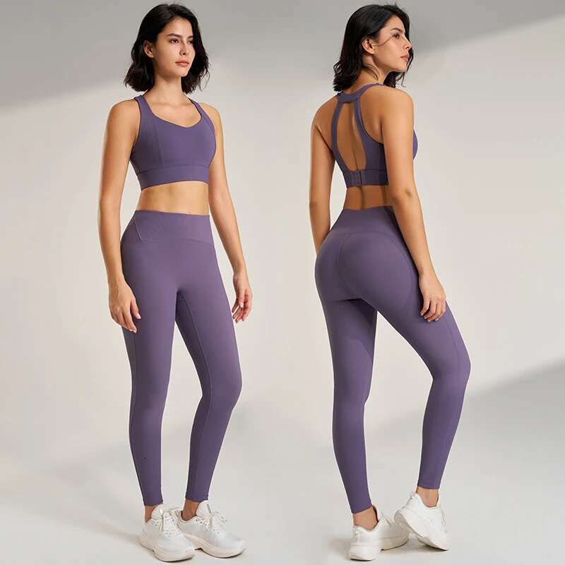 Women's Sports Fiess Running Quick Dry Bra Tight Stretch Nine Points Pants High Waisted Skinny Yoga Set