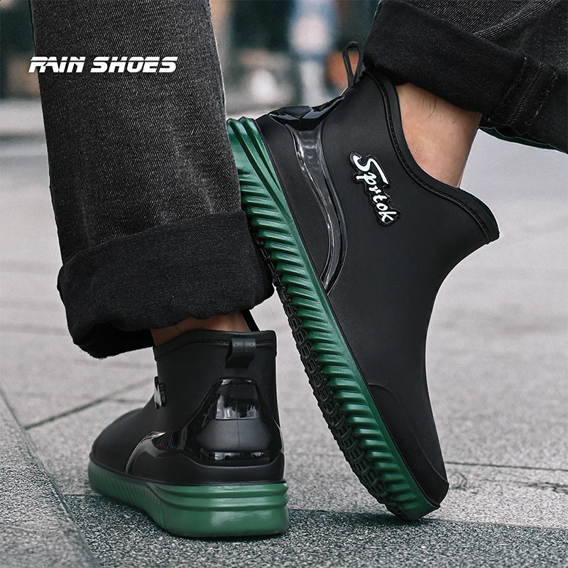 Couples Short Rain Shoes Fashion Light Waterproof Shoes Non-Slip Sports Korean Rain Boots 250213