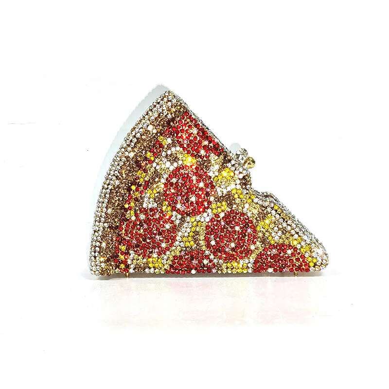 NEW Drop Women Rhie Purse Funny Pizza Bag Chic Crystal Clutches