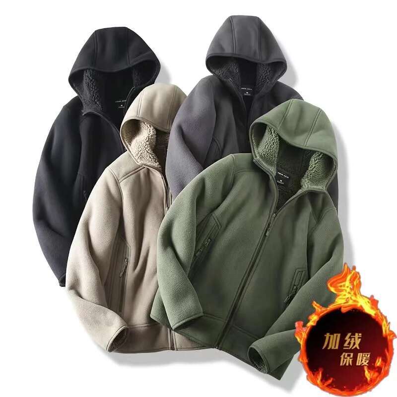 2024 Autumn/Winter New Men's Fleece With Thickened And Plush Youth Hoodie Casual Fashion Cotton Jacket