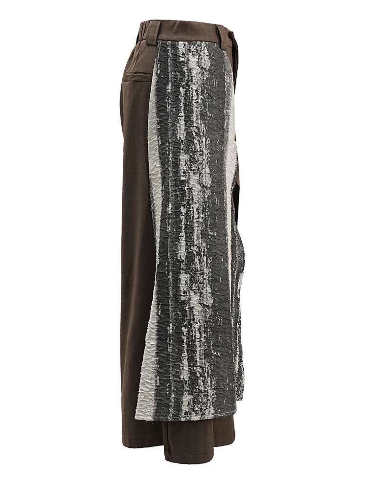 Brown Tie Dye Irregular Wide Leg Pants High Elastic Waist New Trousers Women Fashion Tide Spring Autumn 2025 Cpg1572