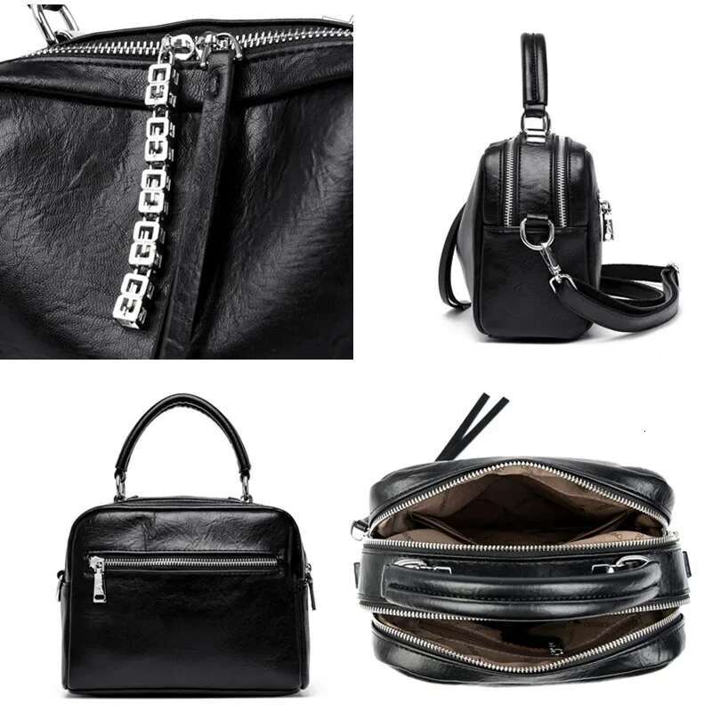 Women's Fashion Zipper Decoration Crossbody Vintage Solid Color PU Leather Shoulder Bag Design Ladies Trend Handbags