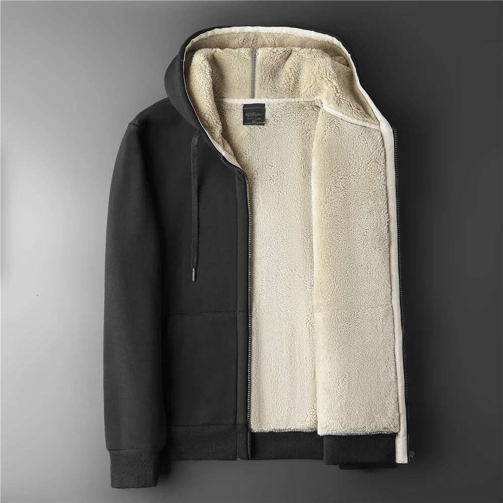 Big Mens Clothes Winter Thick Warm Hoodie Men Fleece Brushed Hooded Zip-up Sweatshirt 7XL 8XL Large Size Thermal Hoody Male
