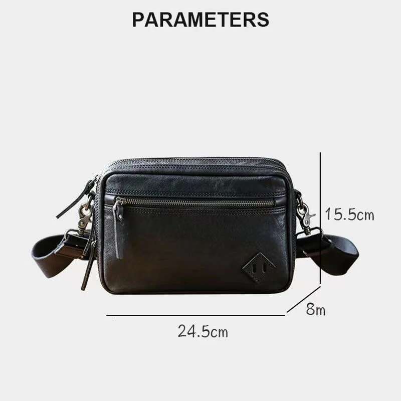SENOFAN New Shoulder Man Genuine Cowhide Leather Leisure Crossbody Messenger Bag Male Japanese Style Double-Deck Pocket