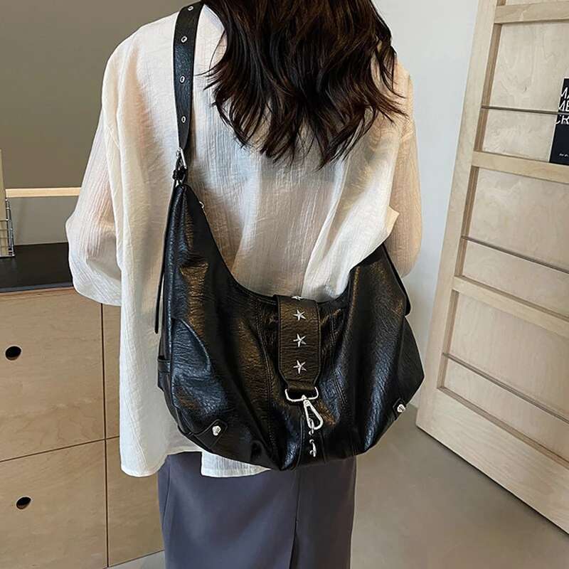 Brand Pu Leather Women's Handbag New Casual Fashion Retro Shoulder Niche Pleated Dumpg Bag Large Capacity Armpit Wallet