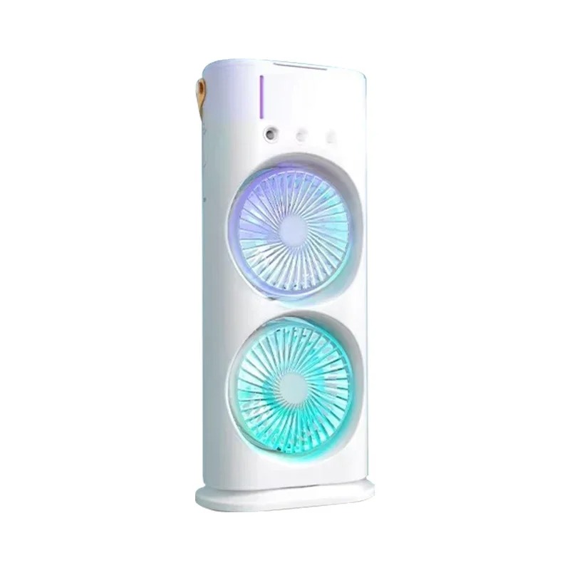 USB rechargeable double head spray fan new product suitable for home office home RV hotel lighting cool