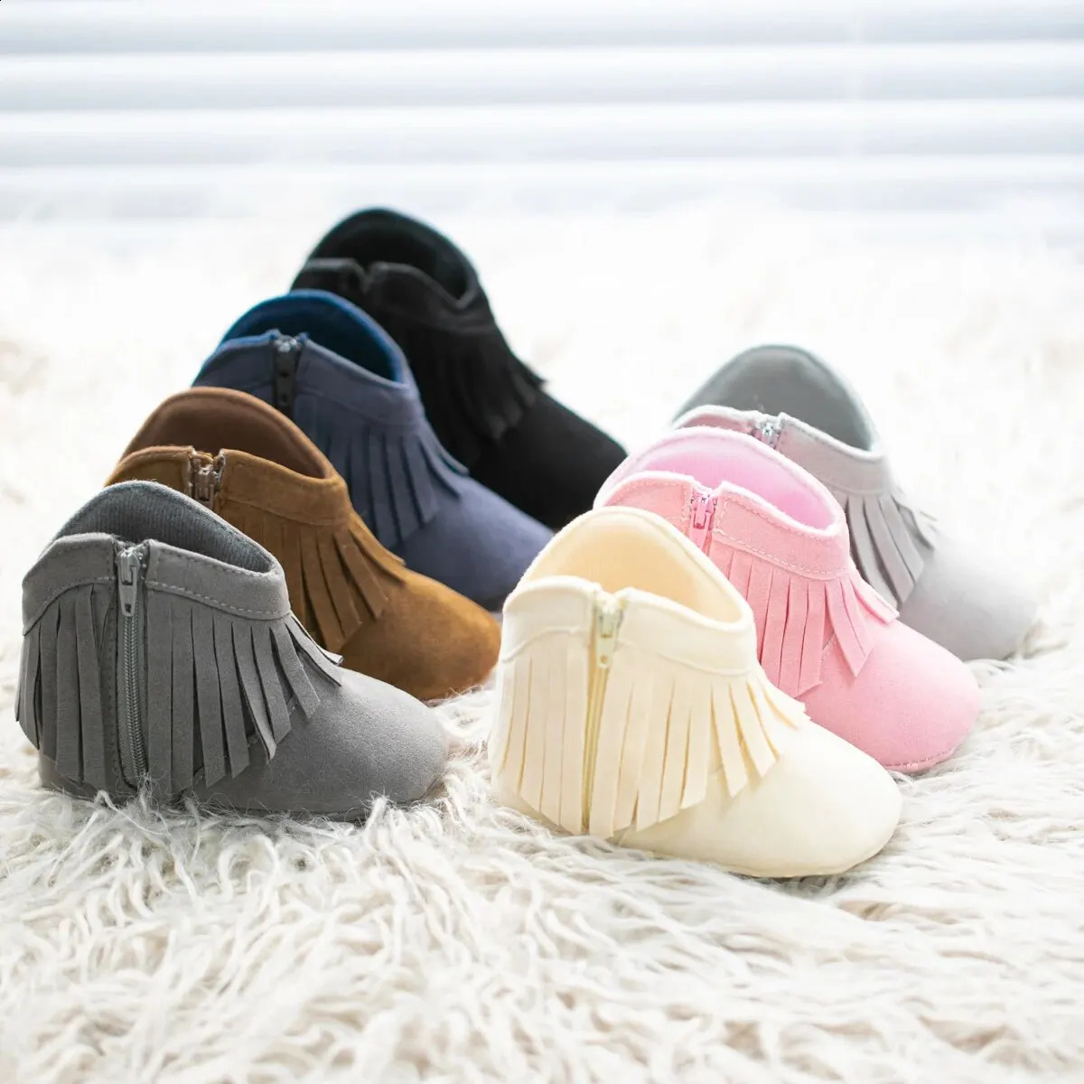 Meckior Baby Booties Vintage Tassel Anti-slip Sole Winter Warm Baby Boys Girls Shoes Snow Booties First Walkers Infant Shoes 250214