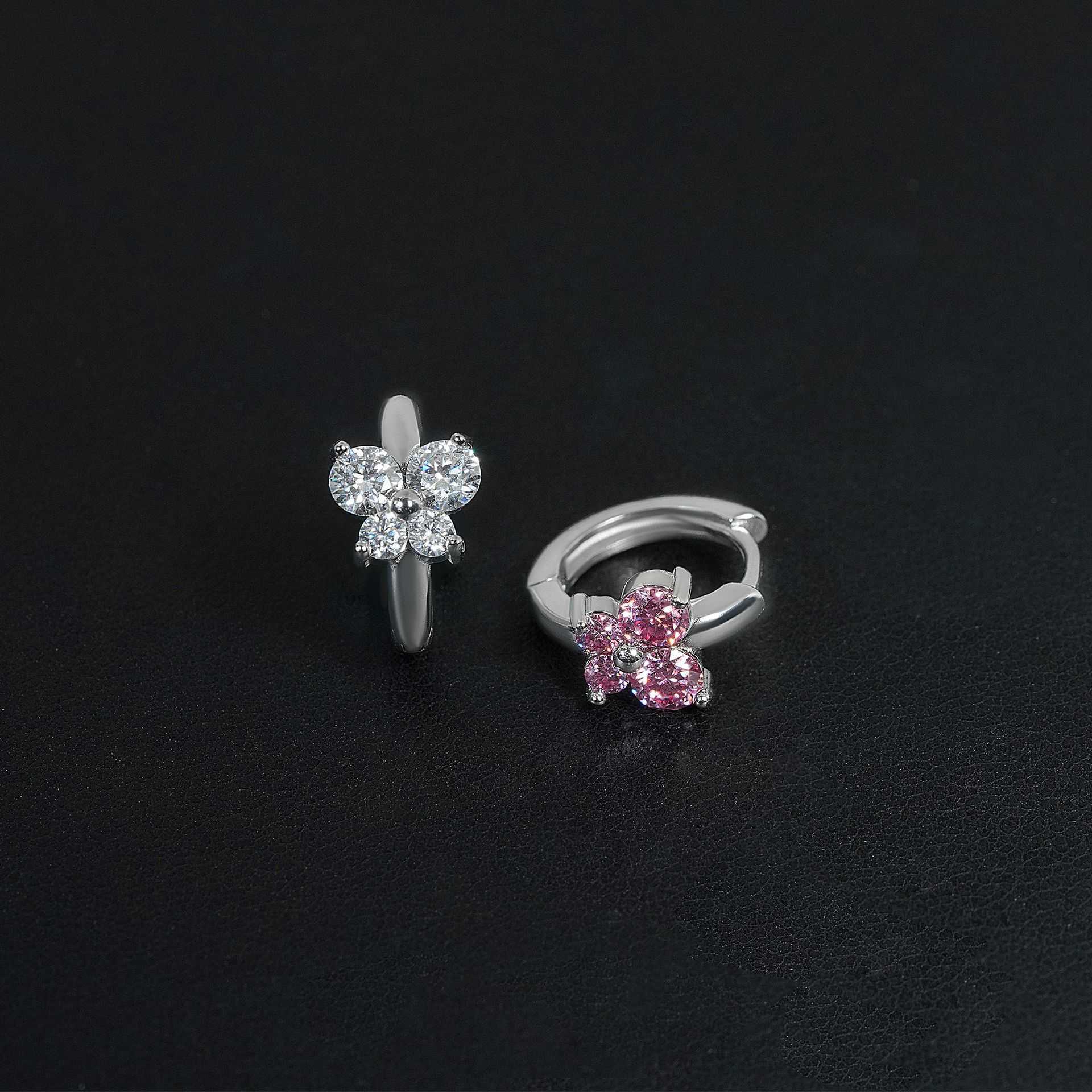 New pure silver inlaid with D-color moissanite earrings hot selling butterfly style simple and personalized trendy earrings