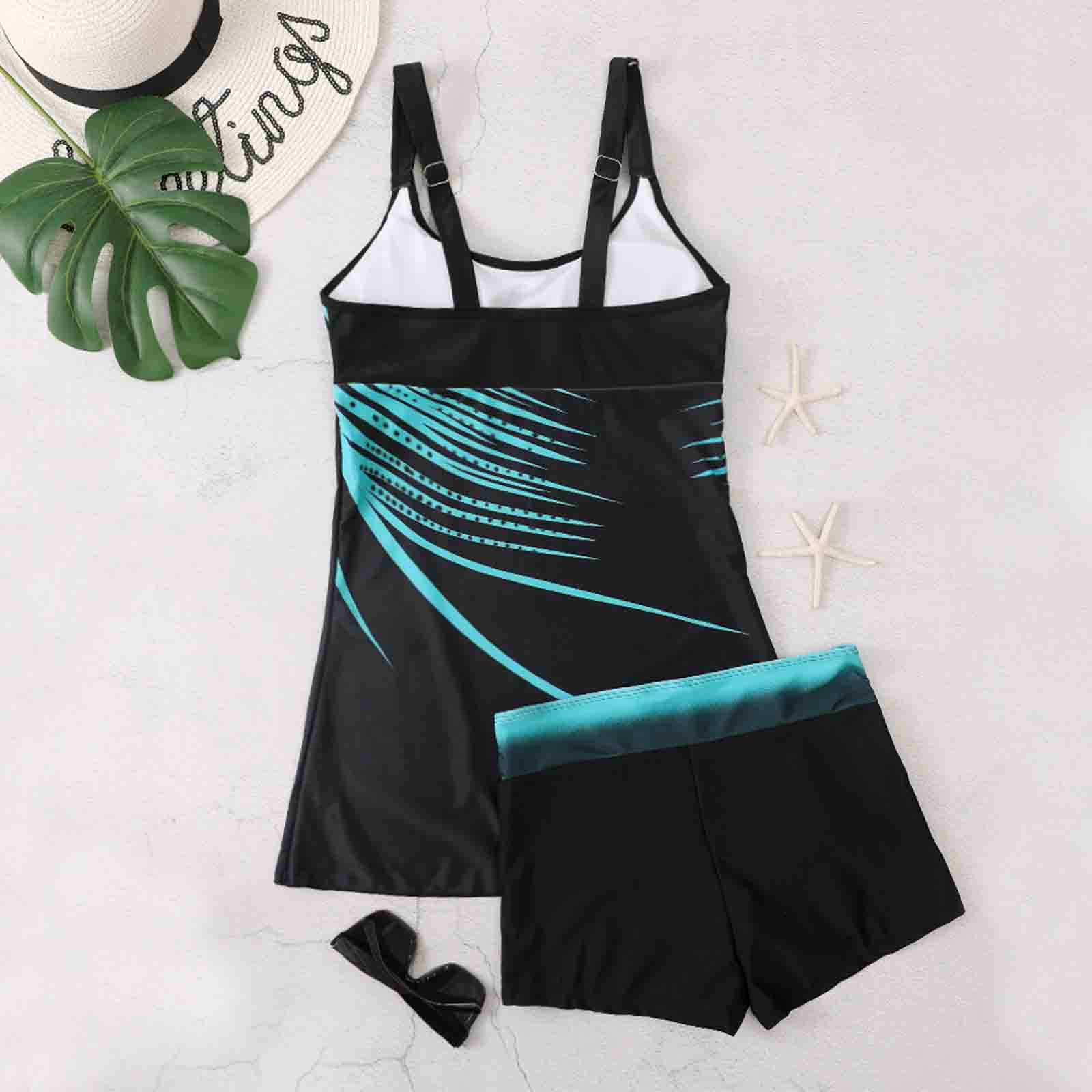 Womens Plus Size Tankini Swimsuit Two Piece Bathing Suits Flowy Swim Tops with Boy Shorts