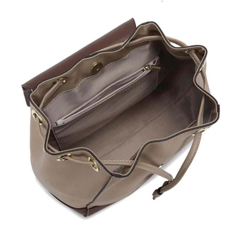 2024 New Woman Backpack Fashion Cowhide Double Splicing Color Girls Back To School Bag Large Capacity Women's Bags 6672