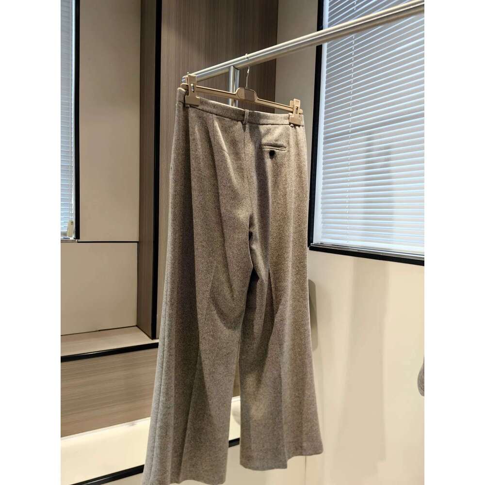 24 Women's Autumn And Winter New High Quality Wool Casual Versatile Wide Leg Pants