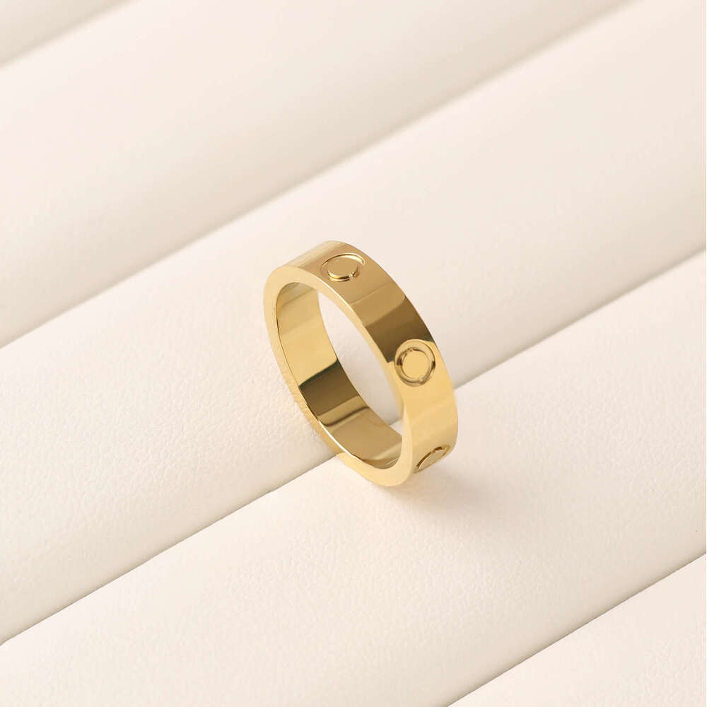 High version card home CNC precision titanium steel jewelry, one line love fashionable matching ring, gold wrapped sier ring
