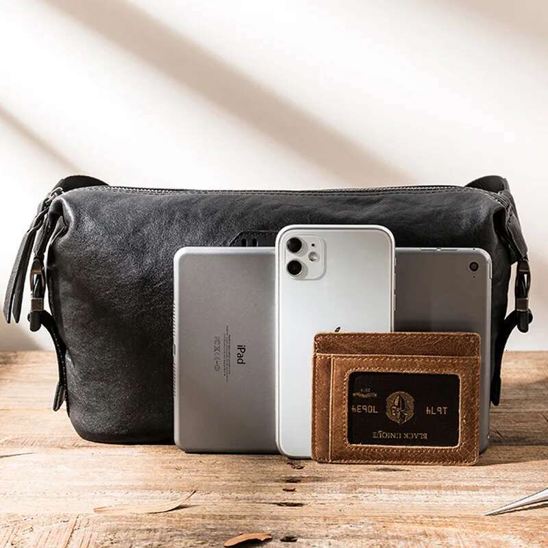 AETOO Leather Simple Men's Messenger Ins Tide Brand Boys Sports Backpack Cowhide Japanese Fashion Trend Shoulder Bag