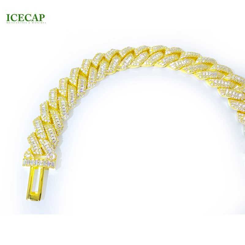 20mm Full Iced Out Moissanite Diamond 925 Silver Gold Plated Trapezoid Cuban Link Chain Hiphop Cuban Necklace Bracelet for Men