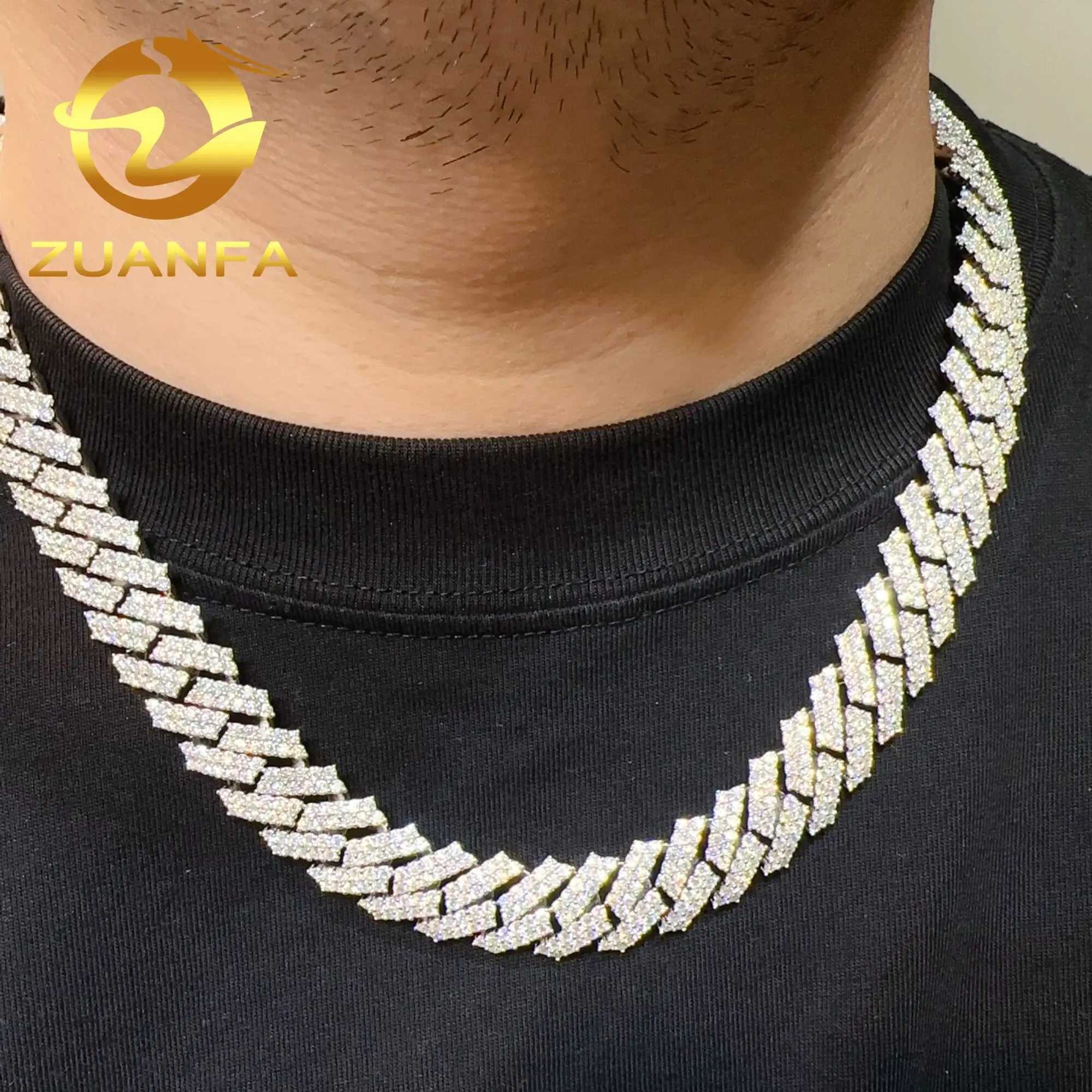 Wholesale price sterling silver hip hop jewelry cuban chain necklace bracelet iced out jewelry vvs moissanite diamond cuban lin