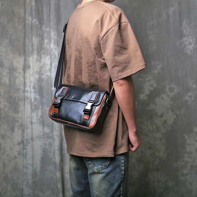 New Casual Handbag Leather Briefcase Men's Postman Flip Cover Crossbody Business Office Bag