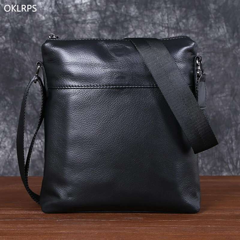 Crossbody Shoulder Cowhide Head Layer Simple Casual Cross Vertical Soft Leather Men's Bag