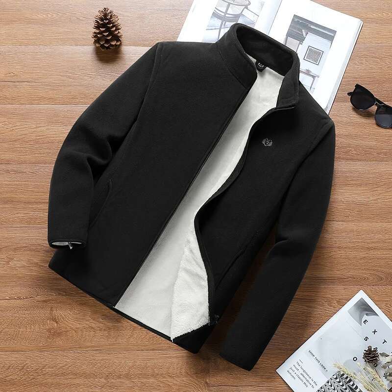 2024 New Autumn Winter Men's Polar Fleece Hooded Coats Male Plus Veet Jackets Men Solid Color Loose Overcoats G557