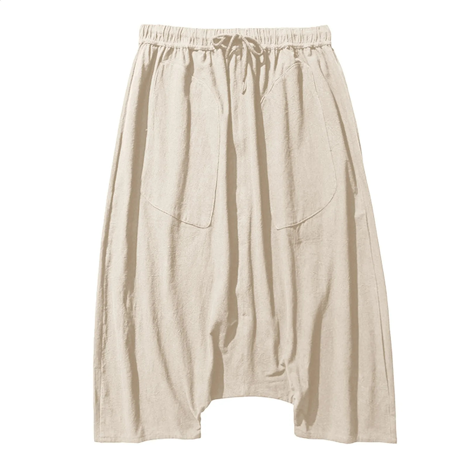 Mens outerwear cotton shorts wide legs knee length mens pants casual elastic clothing parachute pants Harajuku streetwear Y2k 250210