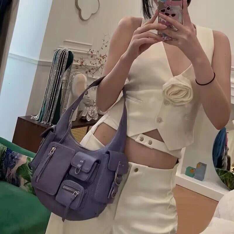 Moto & Biker Y2k Half Moon Bags For Women Designer Handbags Purses 2023 New In Zipper Multiple Pockets Underarm Shoulder