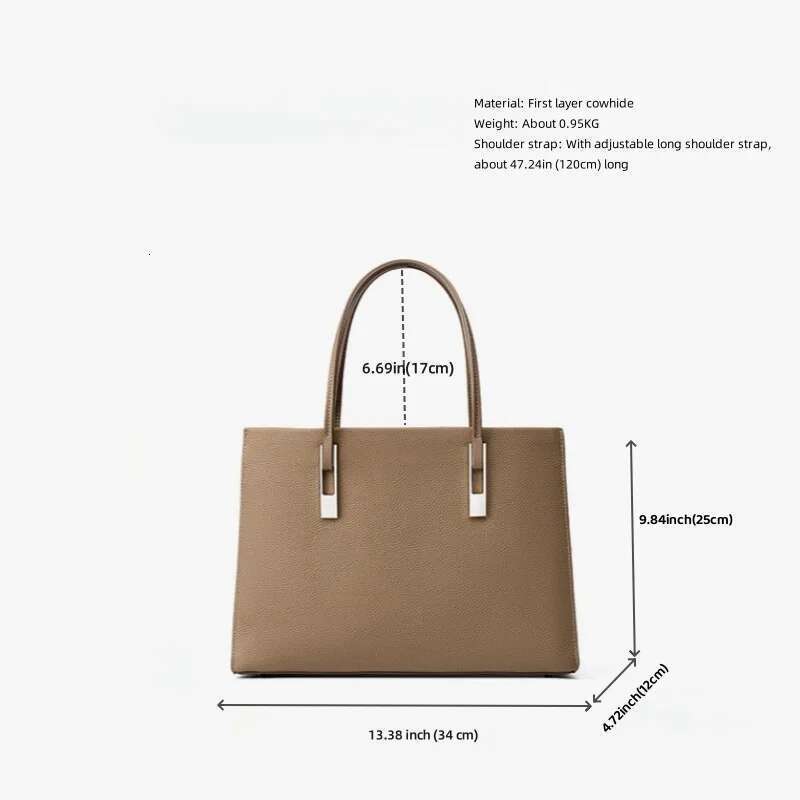 Genuine Leather Handbag, 2024 New Fashionable Shoulder Bag, Commuting Large Capacity Top Layer Cowhide Tote Bag For Women