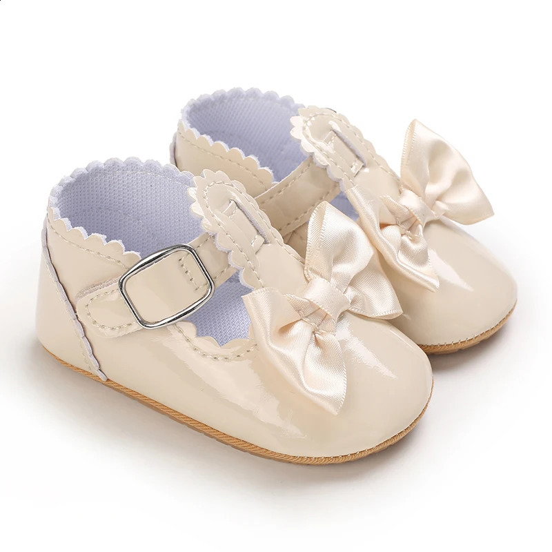 Beige Baptist shoes Spring Baby Shoes PU Leather born Girls Shoes First Walkers Princess Bowknot Baby Prewalker 250214