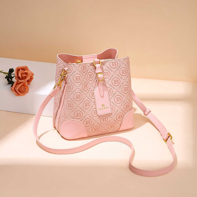 Designer bag New internet celebrity fashion embossed diagonal span large capacity bucket bag classic printed handbag bags