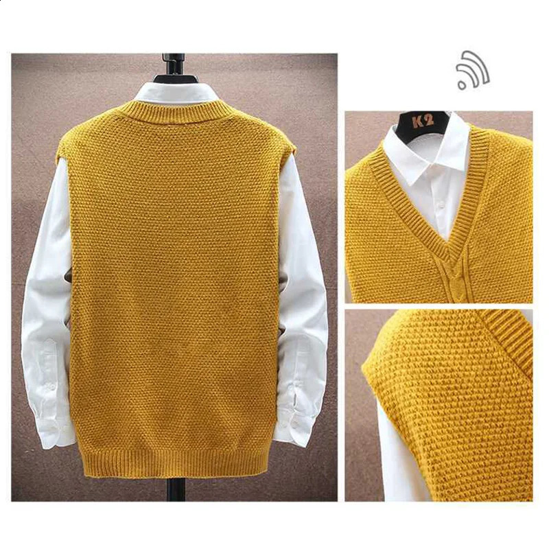Mens Vest V-Neck Knitted Sweater Knitting Sweater Autumn Casual Baggy Tops Trend Streetwear Vintage Y2K Male Clothes 250210