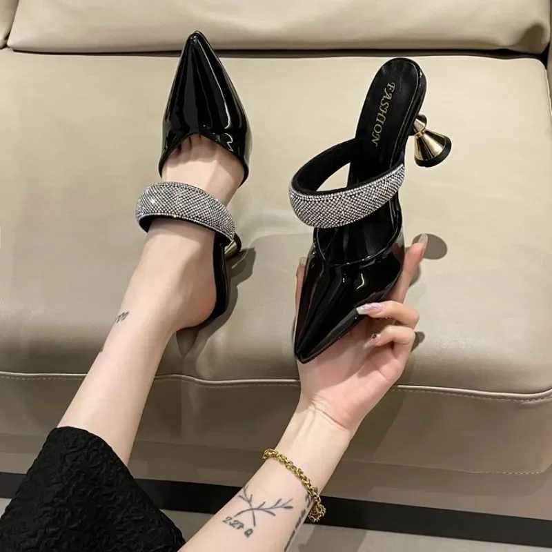 2024 New Design Elegant Pointed Toe Strange Style High H Summer Outdoor Shoes Ladies Sandals Women Slippers Y250215