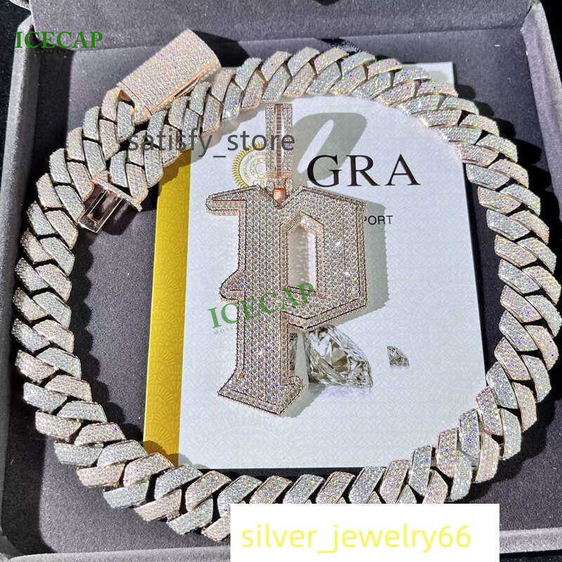 New Two-Sided Handset VVS Moissanite Cuban Links Chain Hiphop Men Diamond Necklace