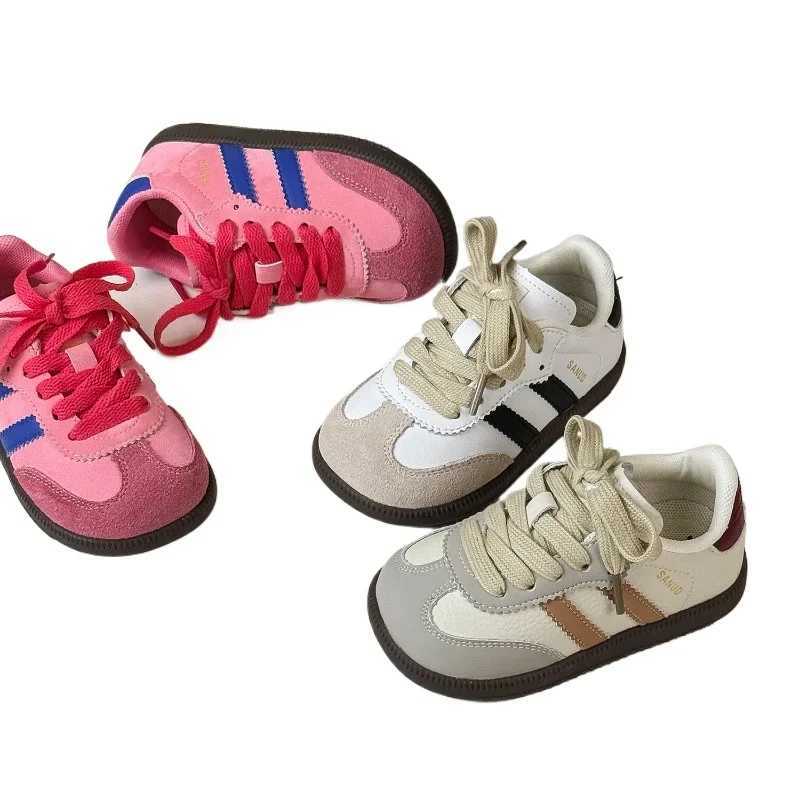 Athletic Outdoor Spring Children Boy Girls Stripe Suede Comfortable Light Leisure Skateboard Sneakers Kid Toddler All-match Casual Running Shoes H2601