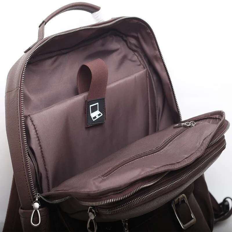 Zency Women's Stylish Genuine Leather Backpack Large Capacity Rucksack For Ladies New 2024 Trendy High End Laptop Back Pack Bags