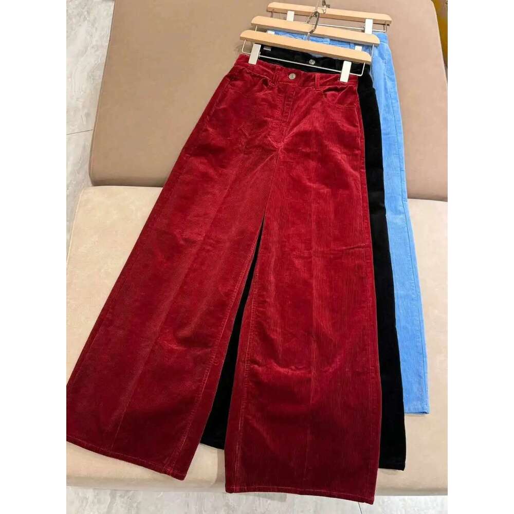 24 Autumn And Winter New Fashion High-Waisted Slim Corduroy Straight Women's Casual Wide-Leg Long Pants