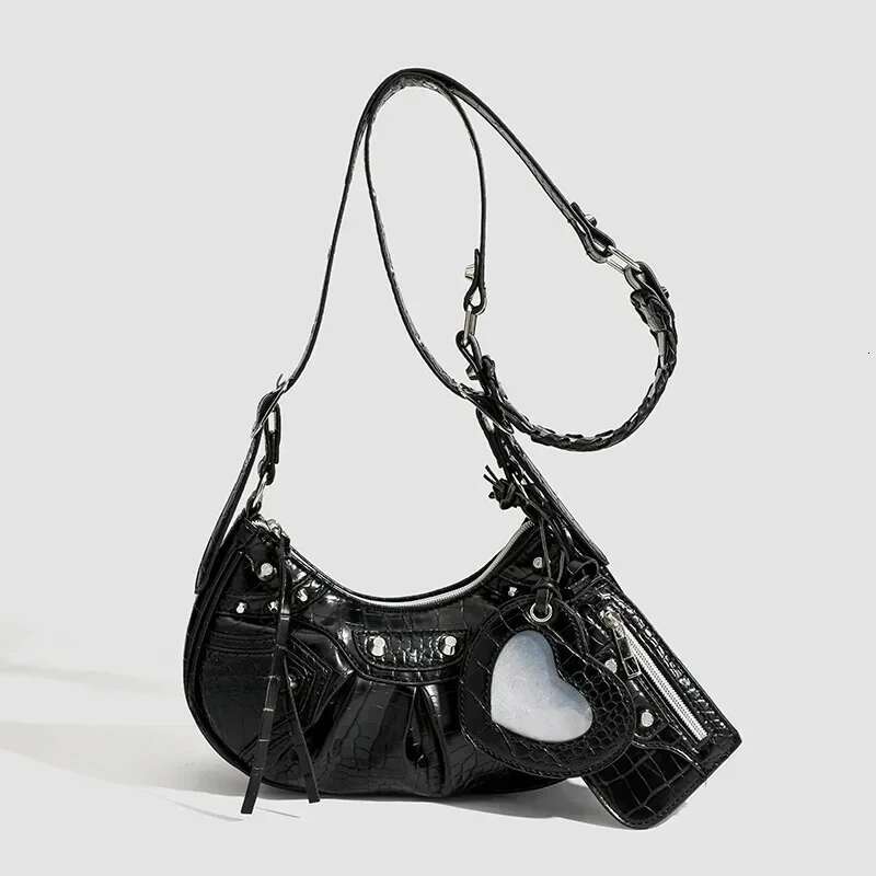 New Niche Design Rivet Y2k Style Underarm Versatile 3-In-1 Portable One Shoulder Crossbody Crescent Bag, Women Handbags