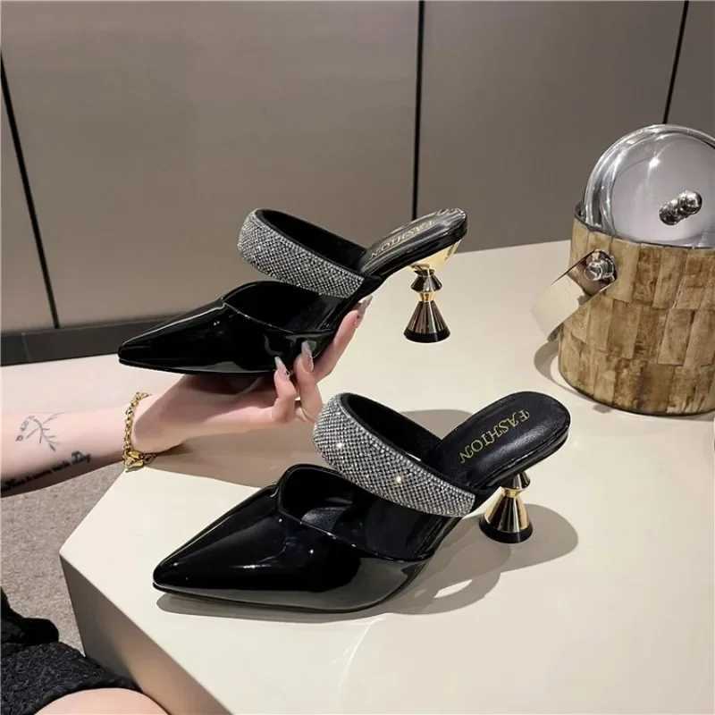 2024 New Design Elegant Pointed Toe Strange Style High H Summer Outdoor Shoes Ladies Sandals Women Slippers Y250215