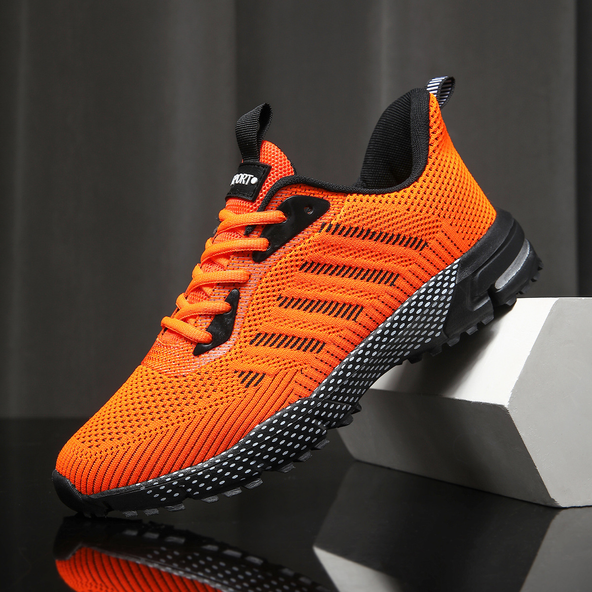 New Summer And Autumn Breathable Fly Woven Mesh Sports Fashion Versatile Casual Shoes Designed By Orange Plus Size Trendy Basketball Shoes