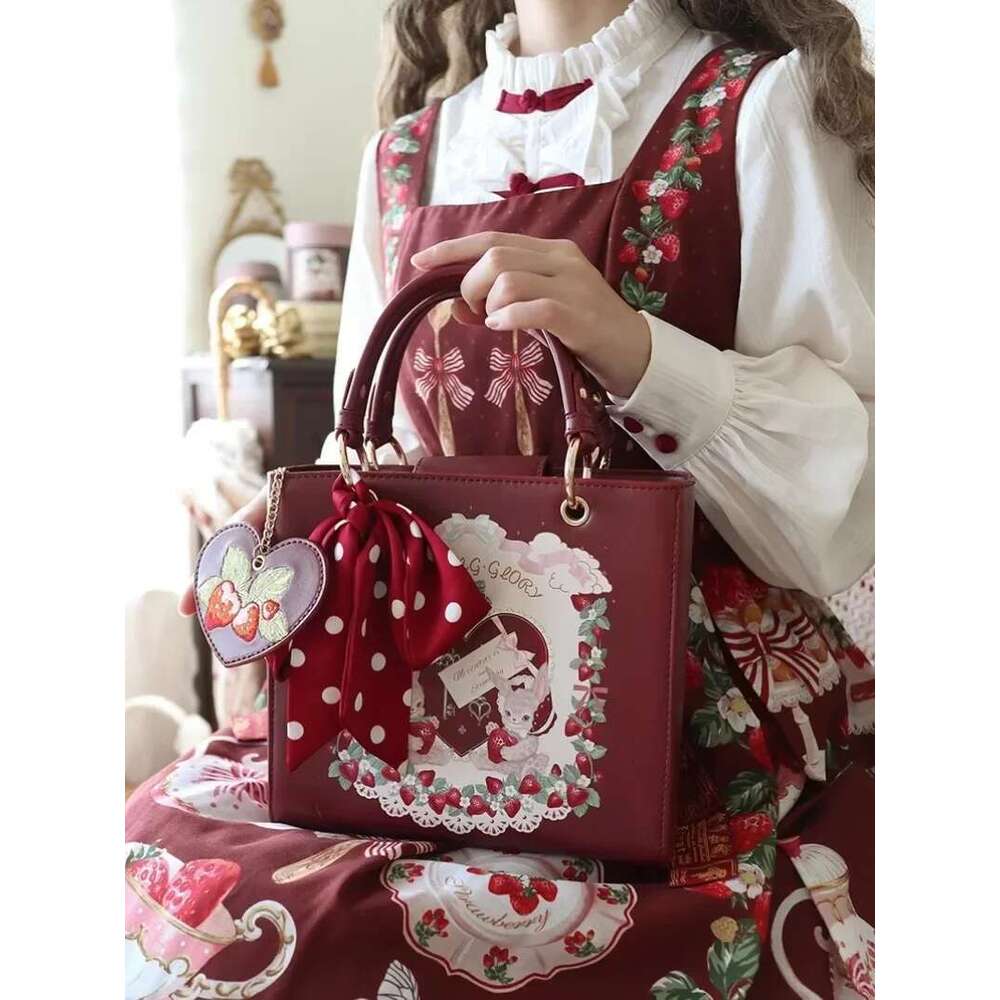 New Lolita Sweet Strawberry Crossbody Elegant JK Uniform Hand 2025 Print Cartoon Cute Shoulder Bag Bolsos