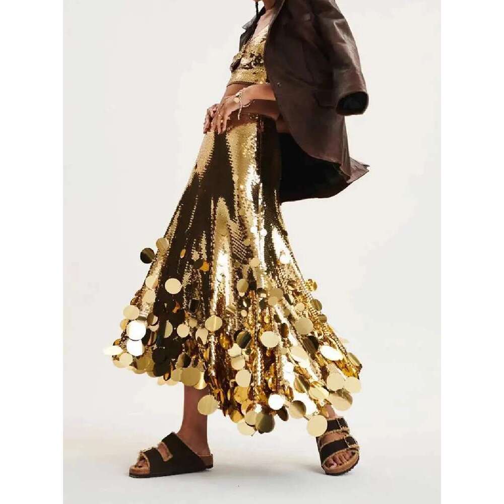 Shiny Party Skirts For Women High Wiast Slimming Patchwork Sequines Temperament A E Skirt Female Fashion Clothing