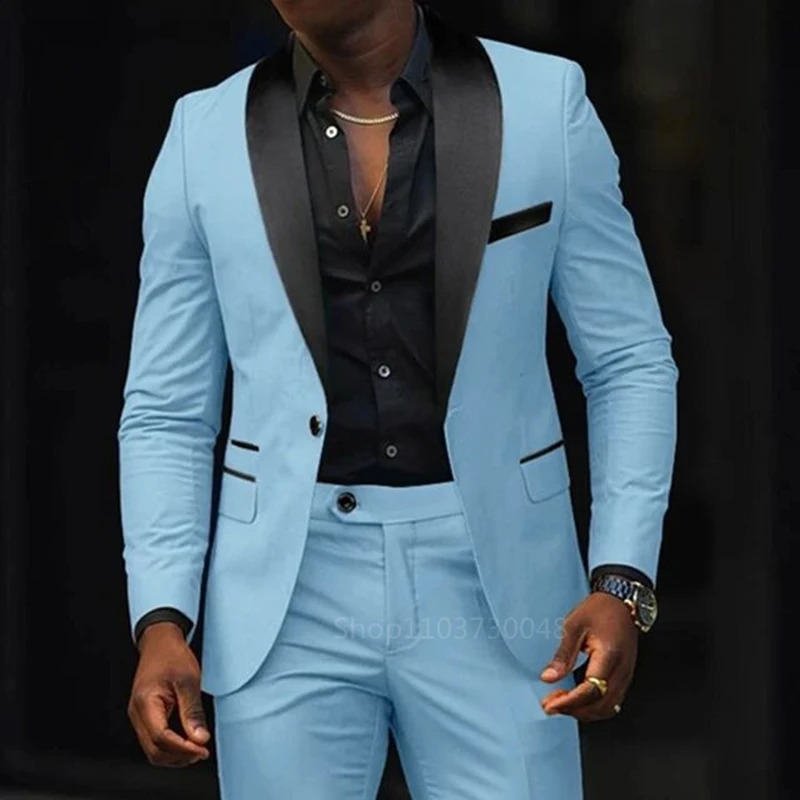 Casual 2 Piece Men Wedding Suits Solid Slim Fit Shawl Lapel Blazer Pant s Party Prom Suits Man Business Wear Suit 250214