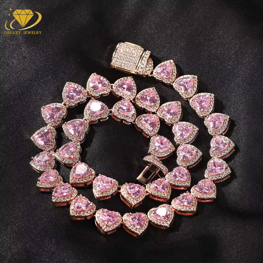 Fashion Accessory 8Mm Heart-Shaped Cut Cluster Chilled Pearl VVS Carbon Silica Hip-Hop Tennis Chain For Women