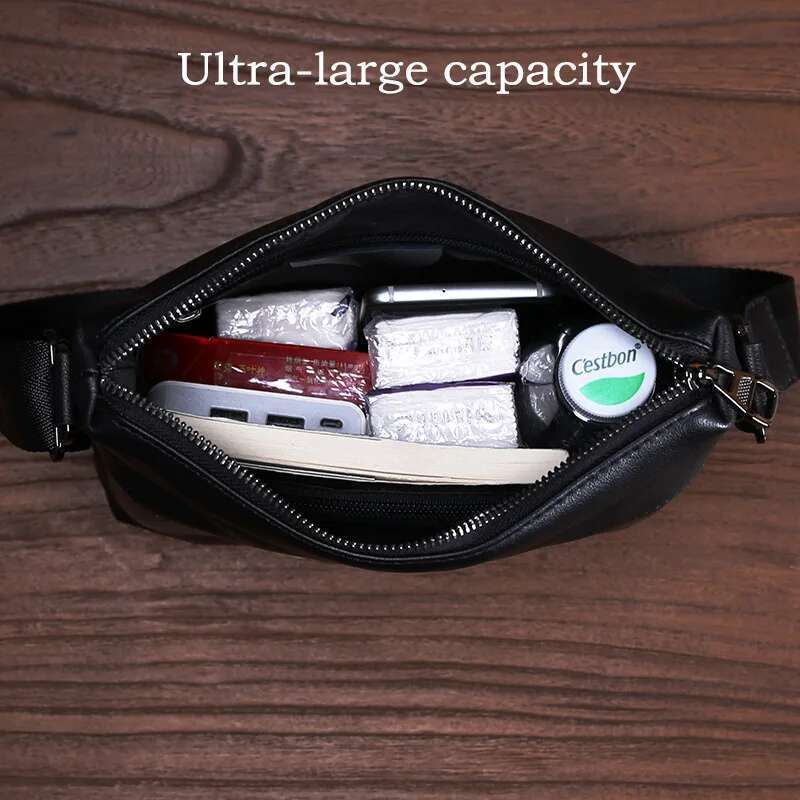 Crossbody Shoulder Cowhide Head Layer Simple Casual Cross Vertical Soft Leather Men's Bag