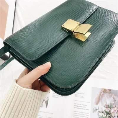 New Autumn Genuine Leather Tofu Bags For Women High Quality Lizard Pattern Ladies Shoulder Famous Brands Messenger Bag 2023