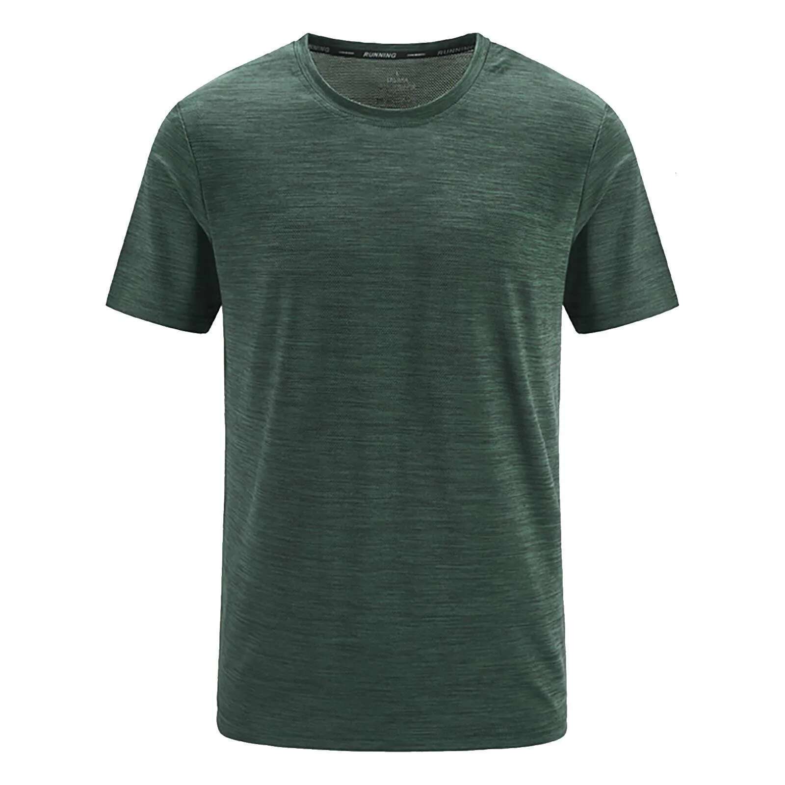 2025 New Solid Color Summer Casual Round Neck Short Sleeved Designer T-shirt For Men Lightweight Outdoor Quick Drying Breathable Green Camisas Men