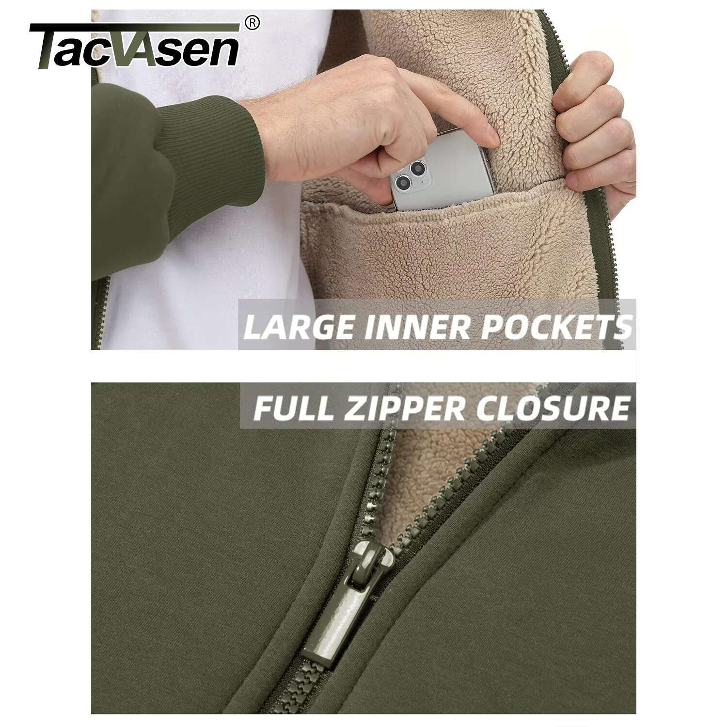 TACVASEN Fleece ing Winter Hoodie Mens Sherpa Jackets Windproof Full Zip Warm Coats Climbing Hooded Casual Outwear Sportswear