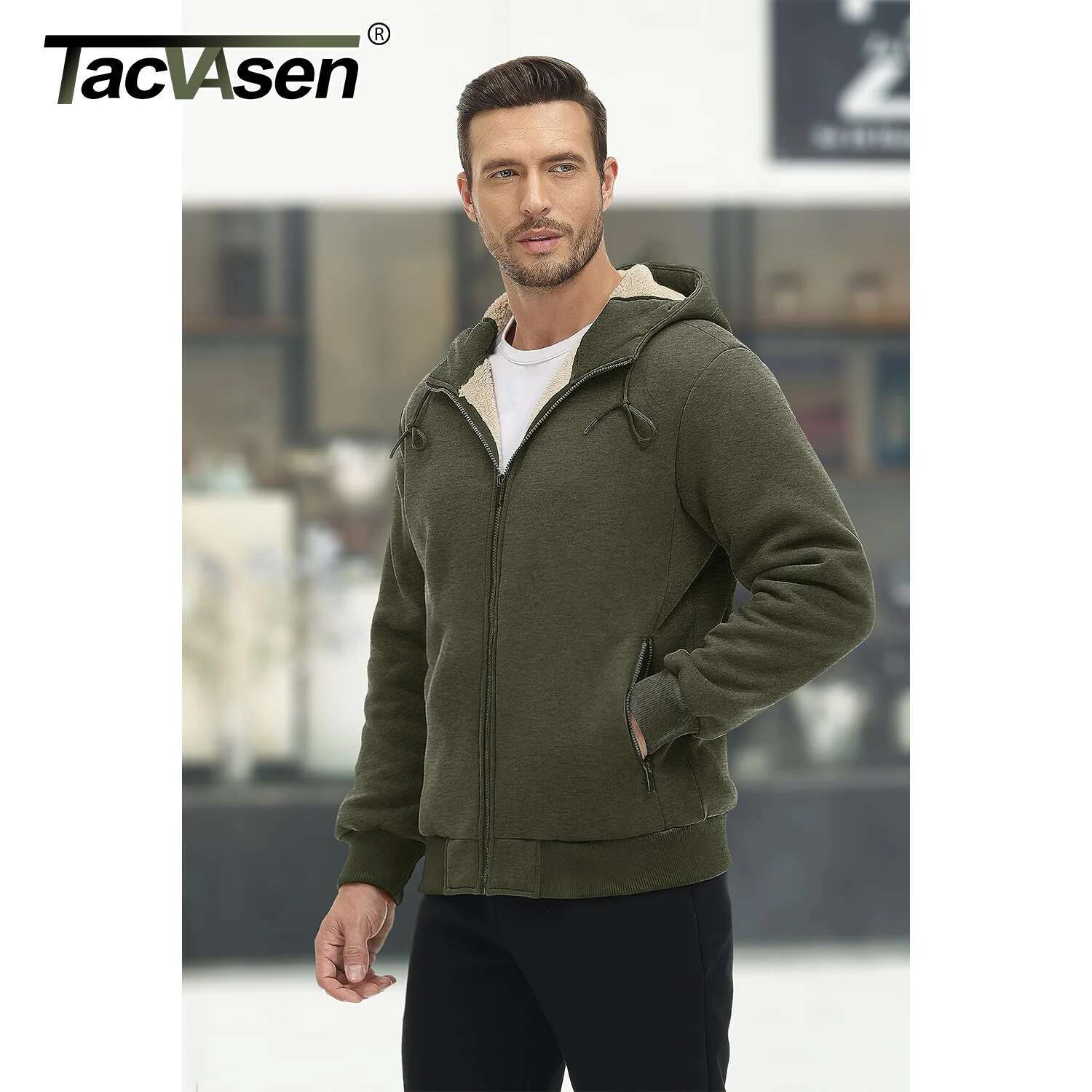 TACVASEN Fleece ing Winter Hoodie Mens Sherpa Jackets Windproof Full Zip Warm Coats Climbing Hooded Casual Outwear Sportswear