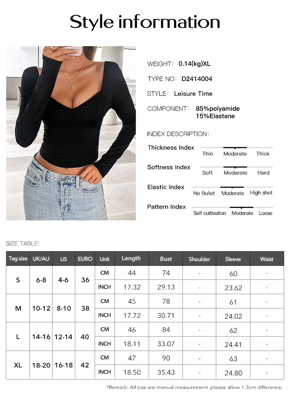 2024 Spring and Autumn Y2K Women's V-neck Slimming Bottom Long sleeved Top