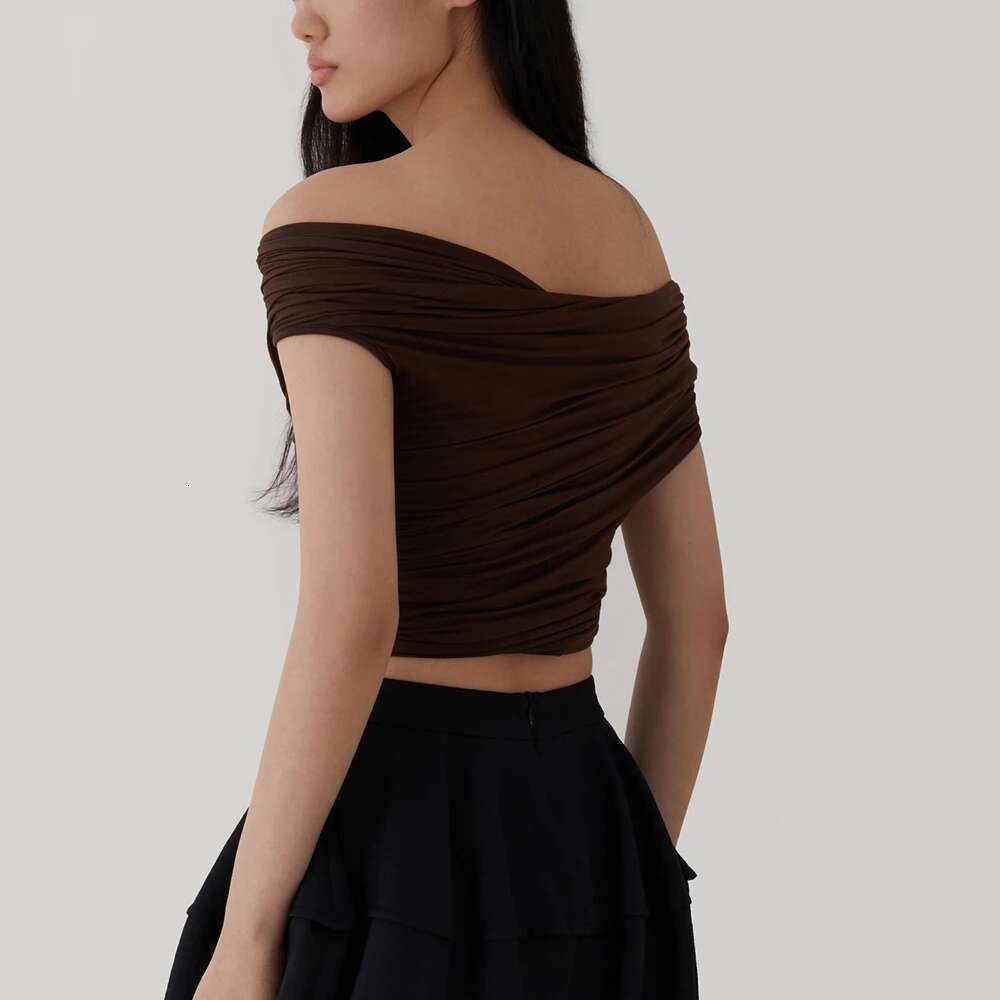 2024 Spring / Summer New Women's T-Shirt Y2k Stereo Rotary Cut Multi-Wear Modal Stretch Slim Sexy One-Shoulder Sleeveless Top