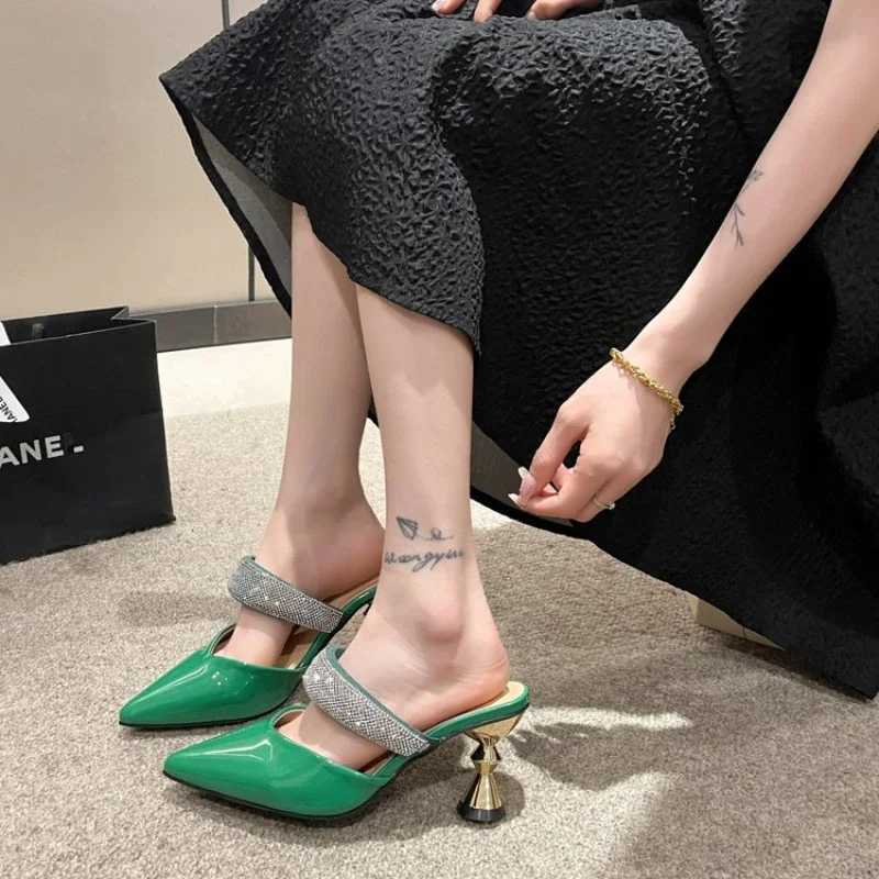 2024 New Design Elegant Pointed Toe Strange Style High H Summer Outdoor Shoes Ladies Sandals Women Slippers Y250215