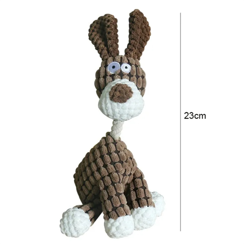 Donkey Shape Corduroy Chew Toy for Dogs Fun Pet Toy Puppy Squeaker Squeaky Plush Bone Molar Dog Toy Pet Training Dog Accessories 3 colors