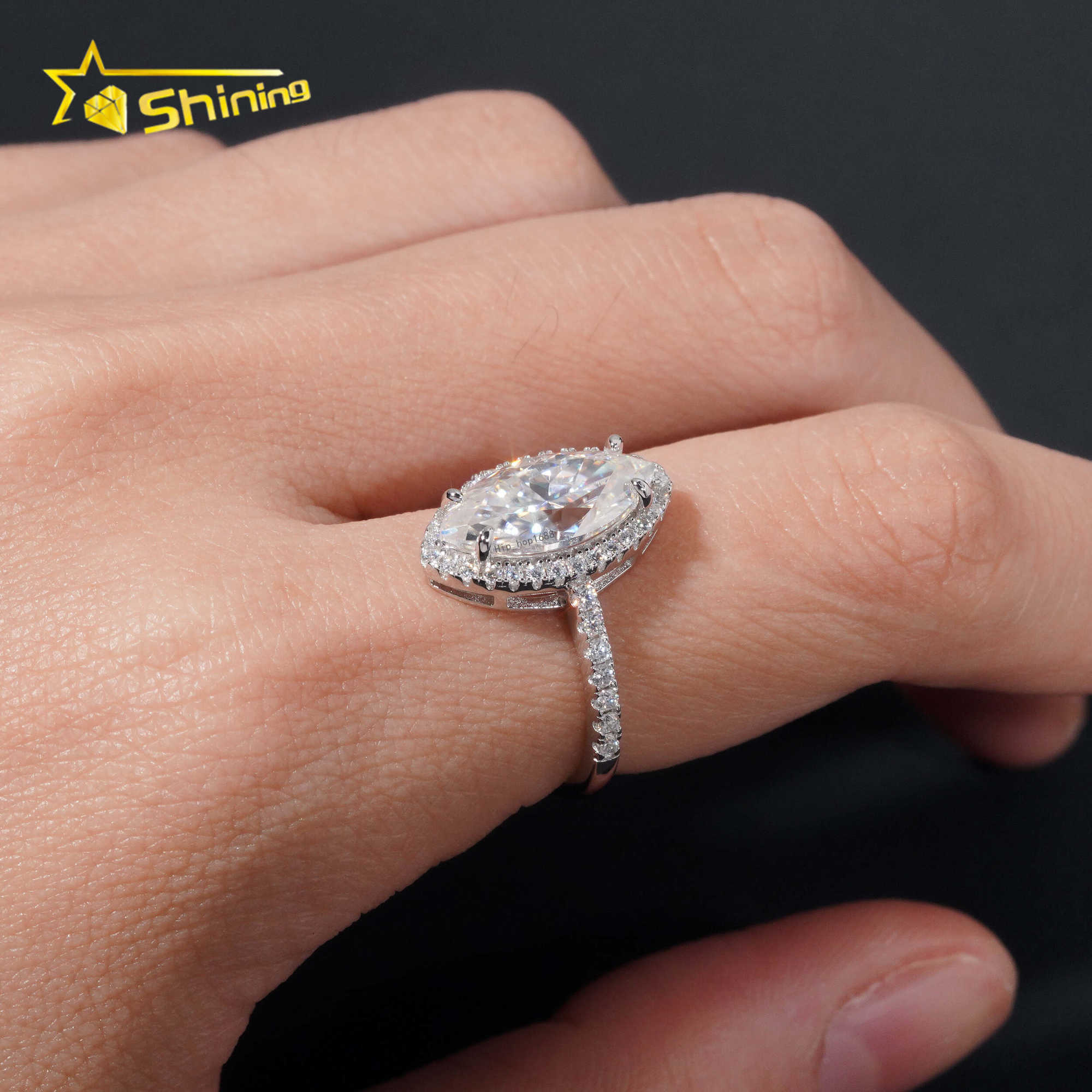 3.4CT Wedding Jewelry Luxury women Wedding Ring Pass Diamond Tester 925 Sterling Silver Marquise Cut Moissanite Engagement Ring